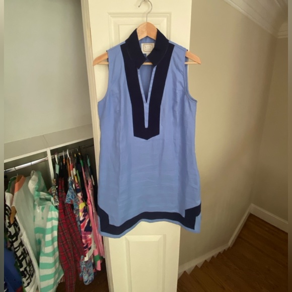 Sail to Sable Dresses & Skirts - Sail To Sable, Linen, Sleeveless Blue Dress EUC